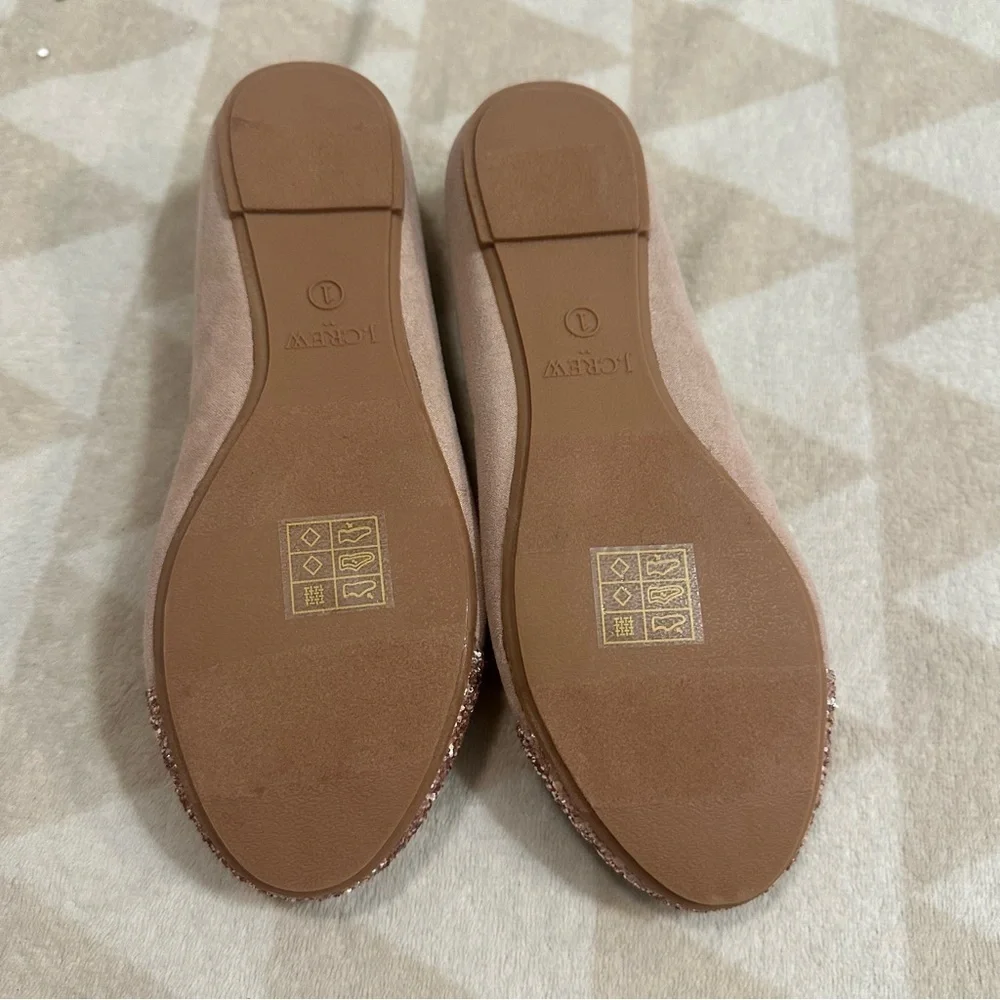 J crew rose gold Girls' glitter cap-toe ballet flats